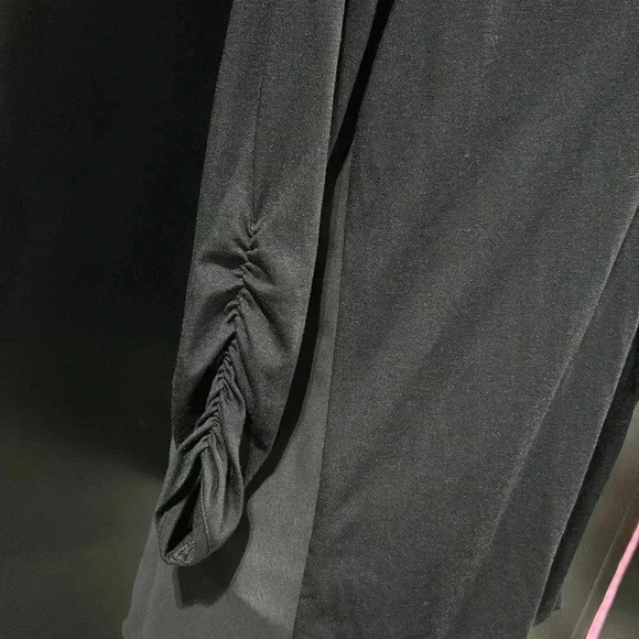 August Silk Cardigan,open front,collar,ruched sleeves,long,sheer rayon back - Picture 5 of 11